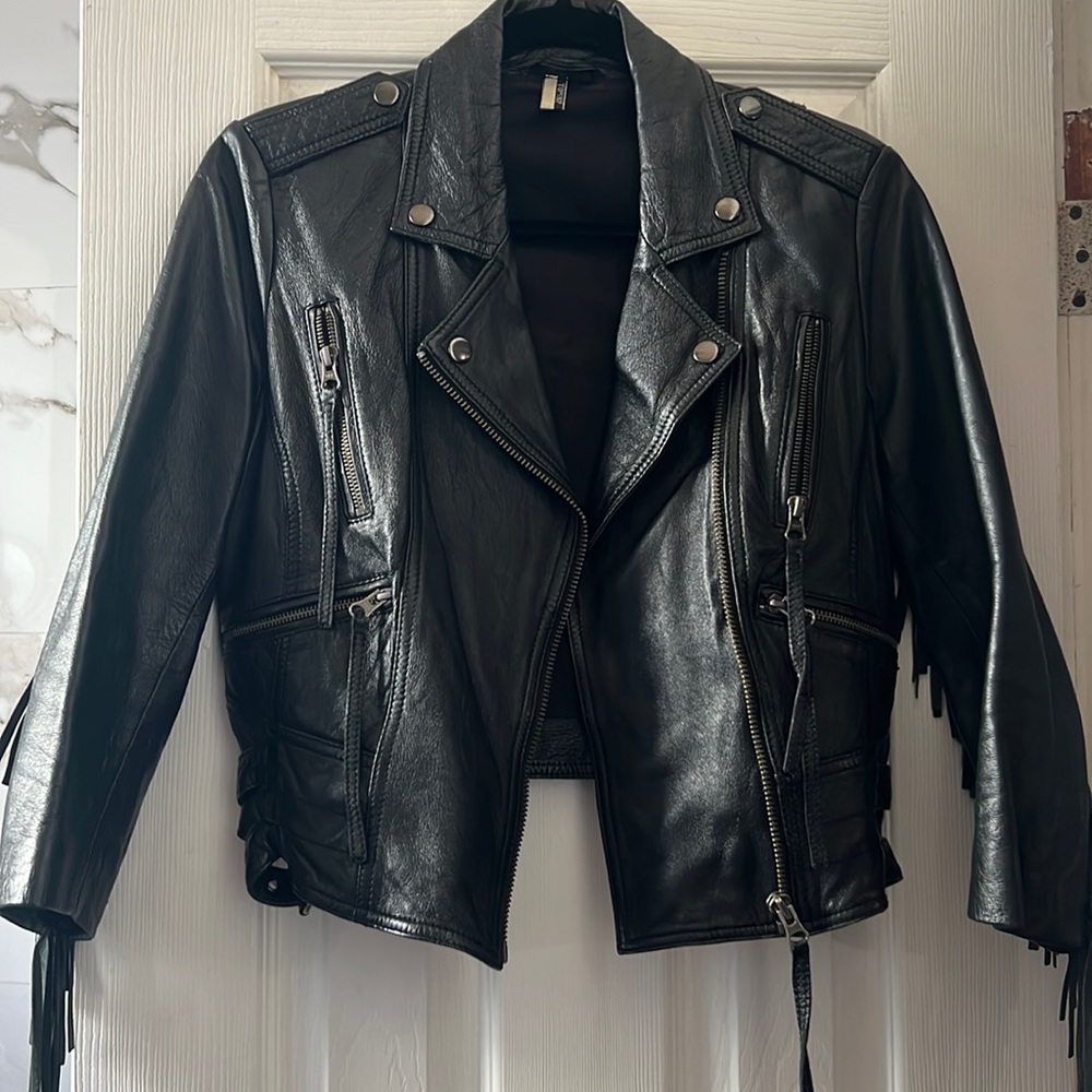 Topshop Moto Leather Jacket Size US 6